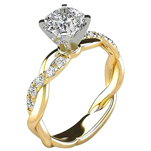 Beppter Women Ring Bridal Cubic Zirconia Diamond Engagement Promise Rings Jewelry Valentine's Gifts(Gold,8)