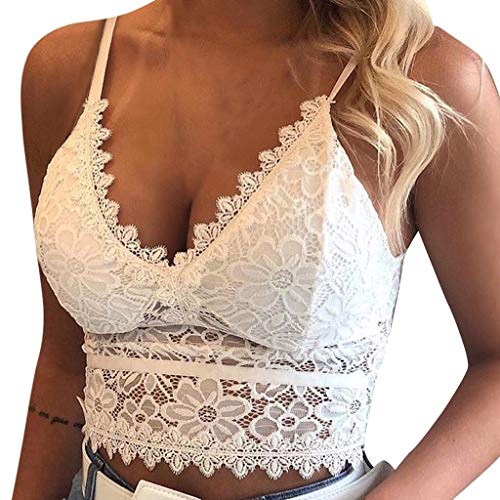 Book Cover PASHY Women's Lace Bralette Padded Bandeau Bra with Straps for Girls Sleeping Lace Seamless Breathable Push Up Bra Tops