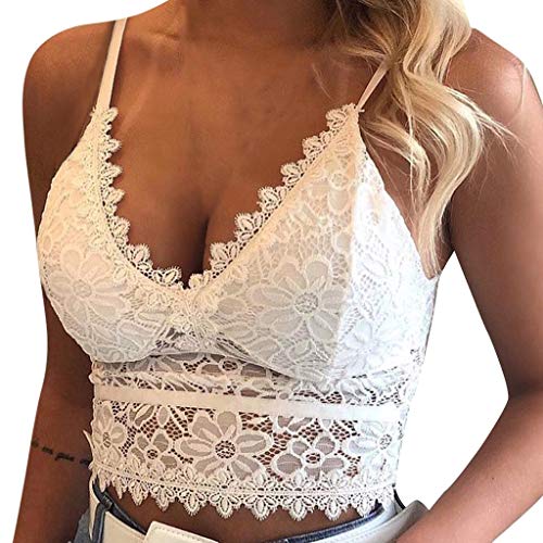 PASHY Women's Lace Bralette Padded Bandeau Bra with Straps for Girls Sleeping Lace Seamless Breathable Push Up Bra Tops