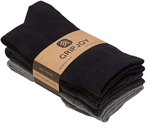 Gripjoy Grip Socks-Non-skid Socks with Grips for Men-Crew Booties for Sport,Yoga,Gym,or Hospital Socks-Adult Mens Gripper,Slip-resistant Footwear-Gift Non-slip Socks for Men