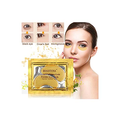 1 Pairs Gold Eye Mask - Crystal Powder Gel Collagen Eye Mask Masks Sheet Patche Under Eye Pads for Dark Circles Puffy (A=1 Pairs)