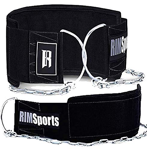 RIMSports Dip Belt for Weight Lifting Premium Weighted Belt for Pullups - Heavy Duty Dip Belt with Chain & Weighted Belt for Workout - Weighted Pull Up Belt for Weightlifting Men & Women