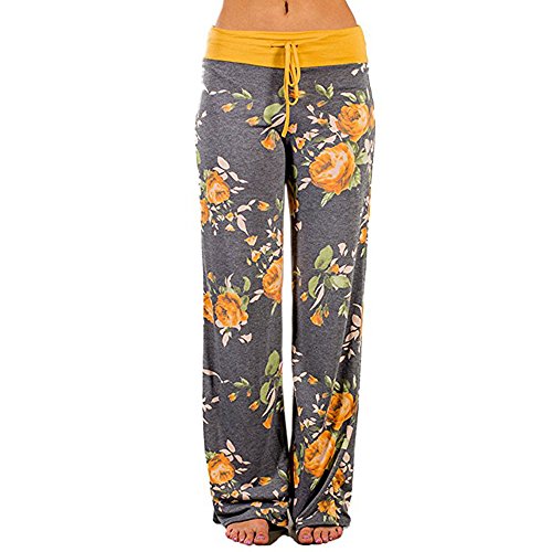 Women's Pants High Waisted Floral Printing Comfy Stretch Wide Leg Leggings Yoga Pants Lounge Pants