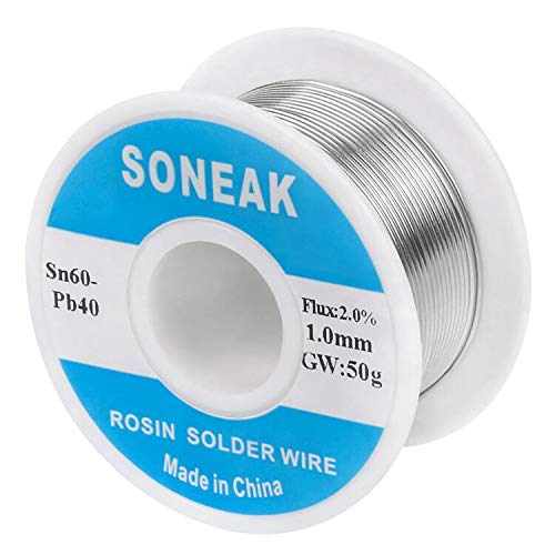 Book Cover SONEAK 60/40 Tin Lead Solder With Rosin Core For Electrical Soldering 1.0mm 50g