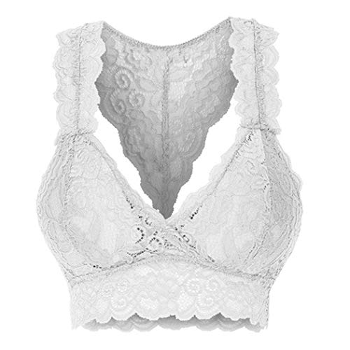 hions Women Ladies Fashion Stretchy Floral Lace Hollow Out Bralette Bra Everyday Bras White