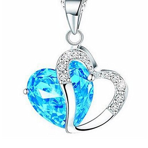 PASHY Women Heart Crystal Silver Chain Pendant Long Chain Fashion Necklace Clavicle Chain Jewelry Gifts for Man Girls