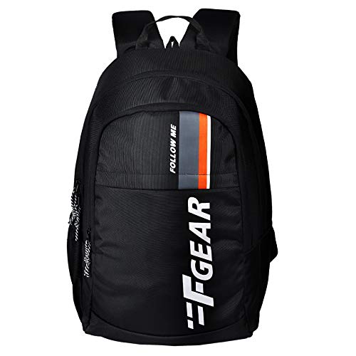 F Gear Circadian 27L,Unisex Stylish Minimalist Trendy College School Tution Office Casual Travel Backpacks|WaterResistant|Lightweight|Made In India|1 year warranty|Boys Girls Adults, Black, M,