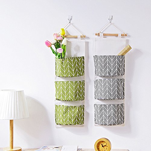 Hanging Wall Storage Bag Organizers, 3 Grids Toys Stationery Container Decor Pocket Space Saver Pouch in Bathroom Dorm