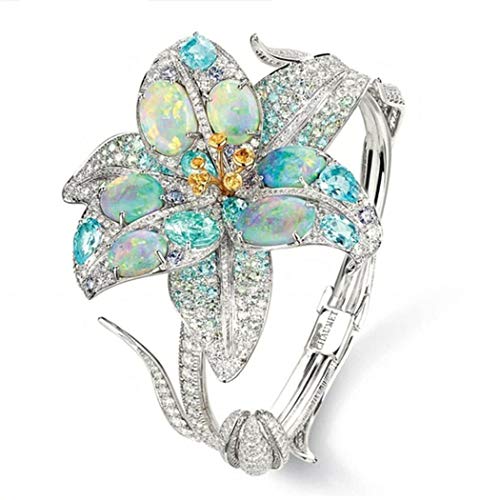 Eubell Women's Flower Rhinestone Ring Exquisite Floral Diamond Jewelry Ring