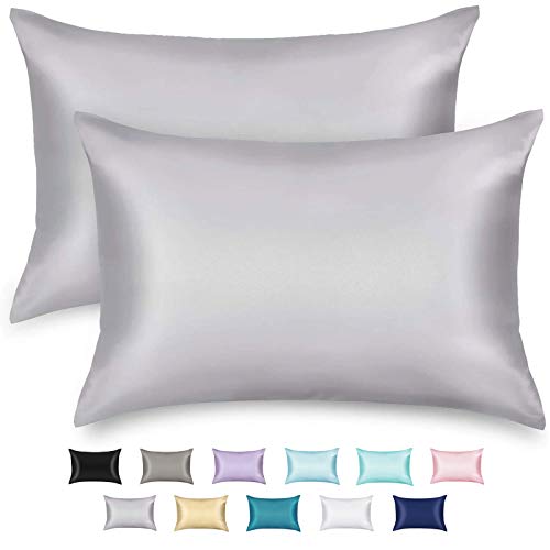 Book Cover ZAMAT Silky Satin Pillowcases Set of 2, Luxury Soft Pillow Case for Hair and Skin, Wrinkle, Fade Resistant, Pillow Cover with Envelope Closure