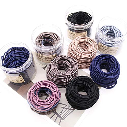 Duneen 100pcs Elastic Hair Bands Rubber Hair Ties for Thick Heavy and Curly Hair,No Metal Ponytail Holder Accessories Headwear