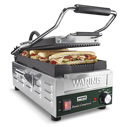 Waring Commercial Panini Compresso - Slimline Panini Grill 120V (14.5" x 7.75" cooking surface)