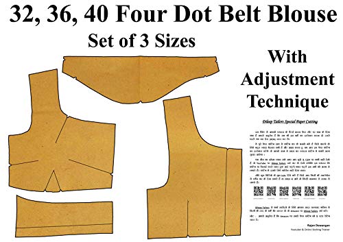 Dileep Tailors Special 4 Dot Belt Blouse Patterns set of 3 sizes like 32 , 36 , 40