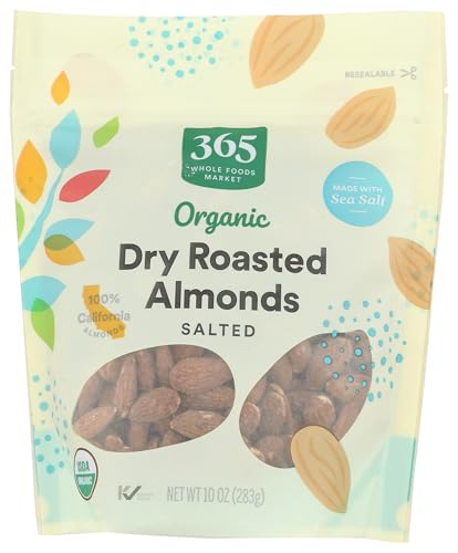 365 by Whole Foods Market, Organic Dry Roasted & Salted Almonds, 10 Ounce