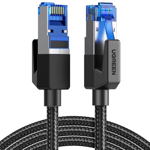 UGREEN Cat 8 Ethernet Cable High Speed 40Gbps 2000Mhz Network Shielded Cat8 Cable Braided Heavy Duty RJ45 LAN Cables Internet Cord Compatible for PS5, PS4, Xbox One, Modem, Router 10FT