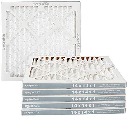 Amazon Basics 14x14x1 Air Filter 6-Pack, MERV 11 AC Furnace Filters, Allergy Control, Removes Dust, Pollen and Lint (Actual Size: 13.75" x 13.75" x 0.75")
