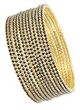 Zulka Studded by Stone Bangle Zircon Set for Women & Girls(Pack of 12) (2.4, Black-Golden)