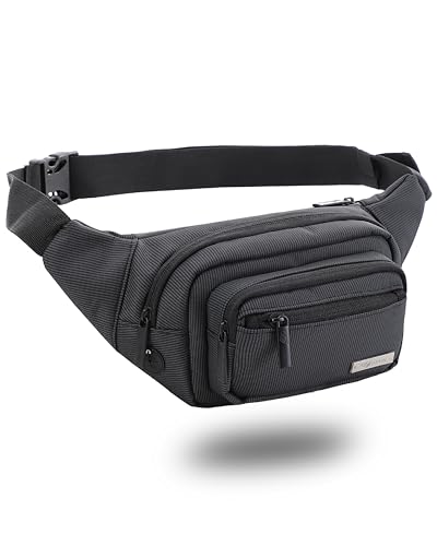 GoTrippin Polyester Waist Bag for Men,Women/Fanny Pack for Hiking Travel Camping Running Sports Outdoors/Money Belt with Adjustable Strap (Black)), Black, One Size, Waist Bag, Black, One Size, Waist