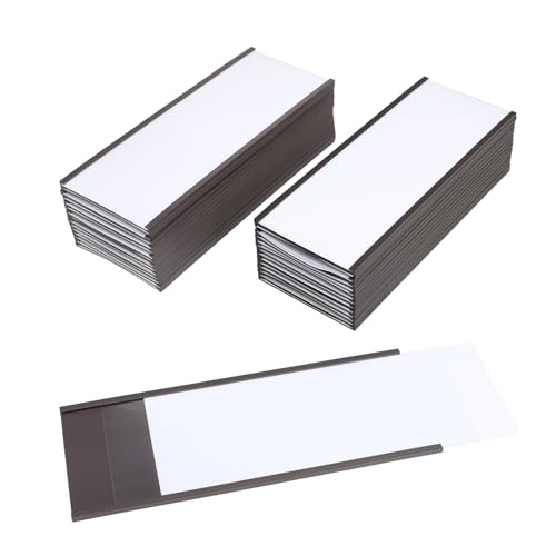Eeoyu Magnetic Label Holders with Magnets Magnetic Data Card Holders with Clear Plastic Protectors for Metal Shelf, Whiteboard, Set of 30