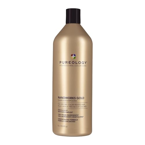 Pureology Nanoworks Gold Shampoo | For Very Dry, Color-Treated Hair | Renews Softness & Shine | Sulfate-Free | Vegan