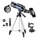 ESSLNB Telescope for Adults, 70mm Aperture Refractor Telescopes (15X-180X) for Astronomy Beginners, Portable Travel Telescope with Phone Adapter & Adjustable Tripod