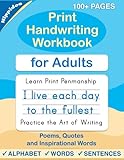 Print Handwriting Workbook for Adults: Improve your printing handwriting & practice print penmanship workbook for adults