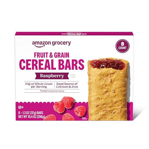 Amazon Brand - Happy Belly Fruit & Grain Cereal Bars, Raspberry, 8 Count (Pack of 1)