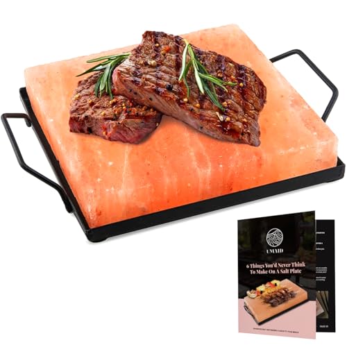 UMAID Himalayan Salt Cooking Block with Iron Tray