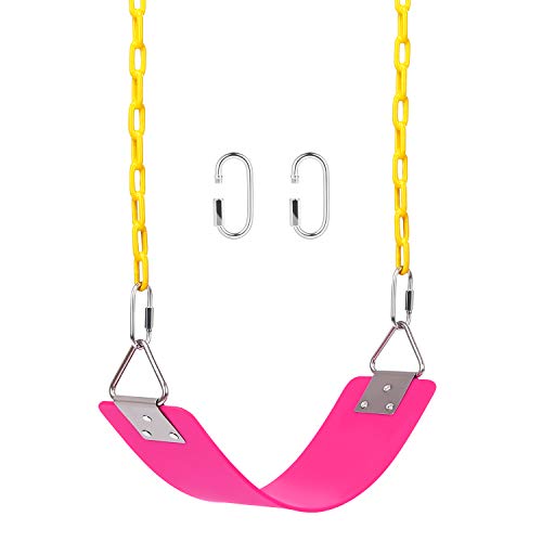 AGPTEK Swing Set, Swing Seat with 66 Inch Anti-Rust Chains Thermoplastic Coated, Support 660lb, Swing Seat Cushion Accessories Replacement with Snap Hooks for Outdoors, Playground, Jungle & Gym