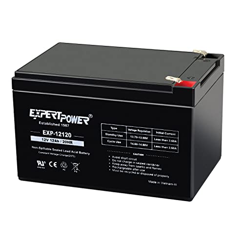 ExpertPower 12V 12AH Sealed Lead Acid (SLA) || LW-6FM12S, LHR12-12, HR1251W, GPS12-12F2 and BP12-12 Replacement Battery Black EXP1212
