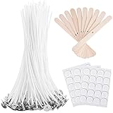 Bulk 6-Inch Candle Wicks - 100 Pcs with Wick Stickers & Centering Device for Soy/Beeswax Candle Making