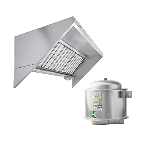 HOODMART UL/NSF 9' Concession Trailer Hood System with FIRE SUPPRESSION for Food Truck | Commercial Range Hood with Exhaust Fan | Stainless Steel Kitchen Equipment with Install Kit Included