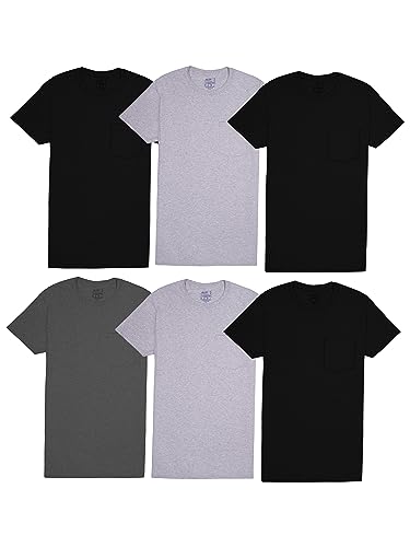 Fruit of the Loom mens Pocket T-shirt Multipack Underwear, 6 Pack - Assorted Colors, XX-Large US