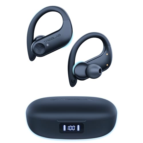 Treblab X3 Pro - True Wireless Earbuds with Earhooks - 45H Battery Life, Bluetooth 5.0 with aptX, IPX7 Waterproof Headphones - TWS Bluetooth Earphones with Charging case for Sport, Running, Workout