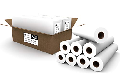 ACYPAPER 8 Rolls Value Pack. 24 x 150 Plotter Paper, 20 lb. Bond, CAD Paper Rolls for Wide Format Ink Jet Printers
