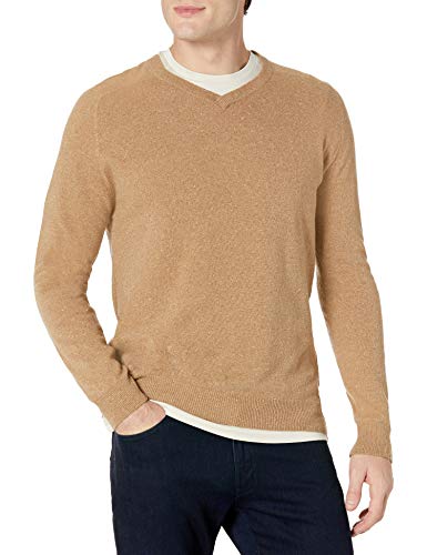 Billy Reid Men's Saddle V Neck Sweater, Camel, Small