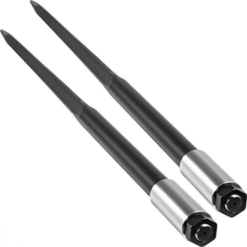 VEVOR Hay Spear Spears 49" Hay Bale Spear Spike, 4000 lbs Capacity Quick Attach Square Hay Bale Spears, 2 Pics Black Bale Forks, Bale Hay Spike with Hex Nut & Sleeve for Buckets Tractors Loaders