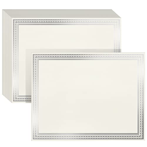 Certificate Paper with Silver Foil Border (White/Ivory, 8.5 x 11 in, 50-Pack)