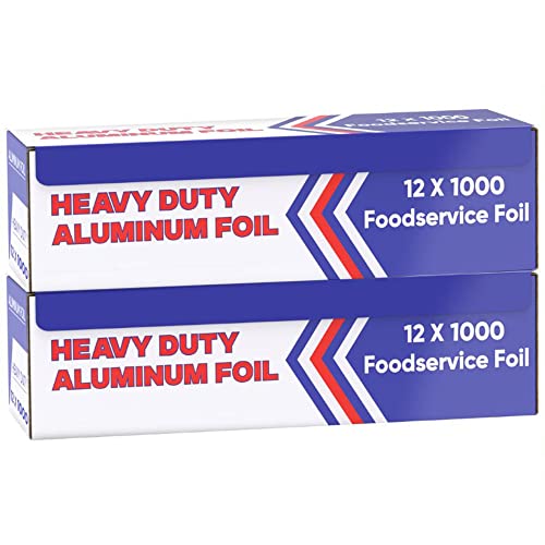 Aluminum Foil Wrap for Food -12 x 1000 FT (2 Box) Heavy Duty Aluminum Foil - BBQ Silver Foil Rolls for Grilling, Roasting, Baking - Perfect for Commercial & Home Use