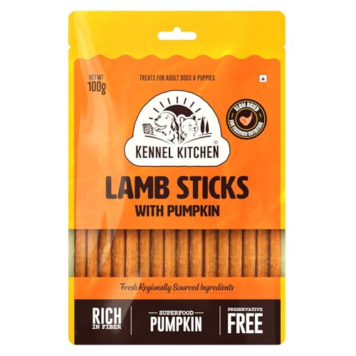 Kennel Kitchen Soft Baked Lamb with Pumpkin Sticks Treats for Dogs, 70g (Pack of 1) | Soft Dog Chew Sticks | Dog Treats for Adult Dogs and Puppies