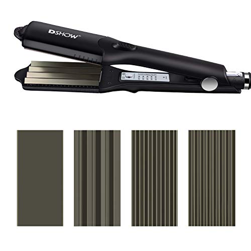 DSHOW 4 in 1 Hair Crimper Hair Waver Hair Straightener Curling Iron with 4 Interchangeable Titanium Ceramic Flat Crimping Irons Plates (Purple)