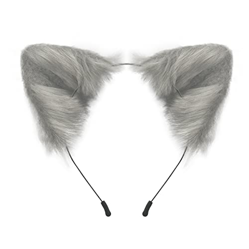 QinRuan Cat Fox Faux Fur Ears Headband Cute Halloween Fancy Dress Cosplay Handmade Animal Furry Ears Hair Hoop