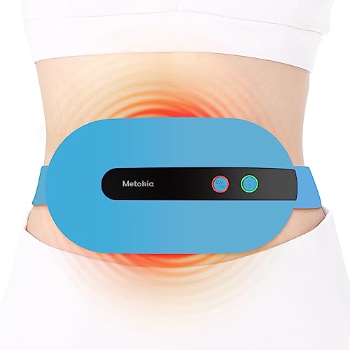 Portable Cordless Heating Pad, Heating Pad for Back Pain with 3 Heat Levels and 3 Vibration Massage Modes, Portable Electric Fast Heating Belly Wrap Belt for Women and Girl(White)