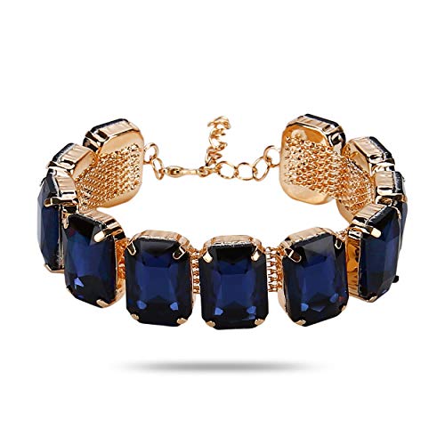 YouBella Crystal Studded Jewellery Bangle Bracelet Gold Plated Charm Bracelet for Women (Blue) (YBBN_91725), Gold Plated