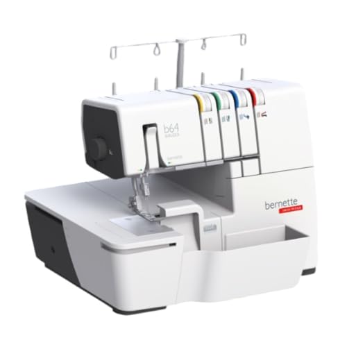 Bernette B64 Airlock Overlocker Sewing Machine with Automatic Air Threader, LED Light, Micro Thread Control - Heavy Duty Serger Quilting & Embroidery, Table