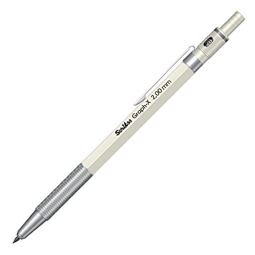 Scrikss 2.0mm Mechanical Clutch Lead Pen Pencil Ivory Brass Body Push Mechanism Graph-X Series Mini Removable Sharpener