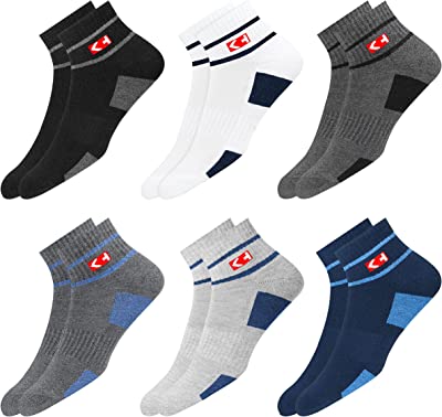 KOPNHAGN Vintage Stripe Men's Premium Cotton Cushion Sports Socks, Pack of 6, マルチカラー（6ペア）,