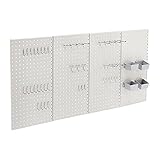 Amazon Basics Rectangular Metal Pegboard Wall Organizer, Tool Storage Organization System, Rust and Scratch Resistant, 48-Piece Kit, Gray