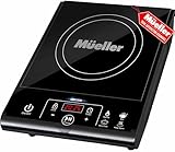 Mueller RapidTherm Portable Induction Cooktop Hot Plate Countertop Burner 1800W, 8 Temp Levels, Timer, Auto-Shut-Off, Touch Panel, LED Display, Auto Pot Detection, Child Safety Lock, 4 Preset Programs