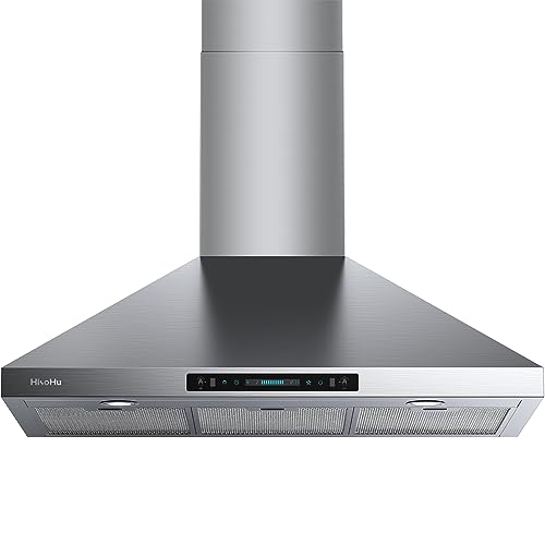 HisoHu Wall Mount Range Hood 36 Inch, Ductless/Ducted Convertible, 780 CFM Kitchen Vent Hood, with Aluminum Filters, 4-Speed Fans, Gesture Sensing &Touch Control, Stainless Steel Kitchen Vent